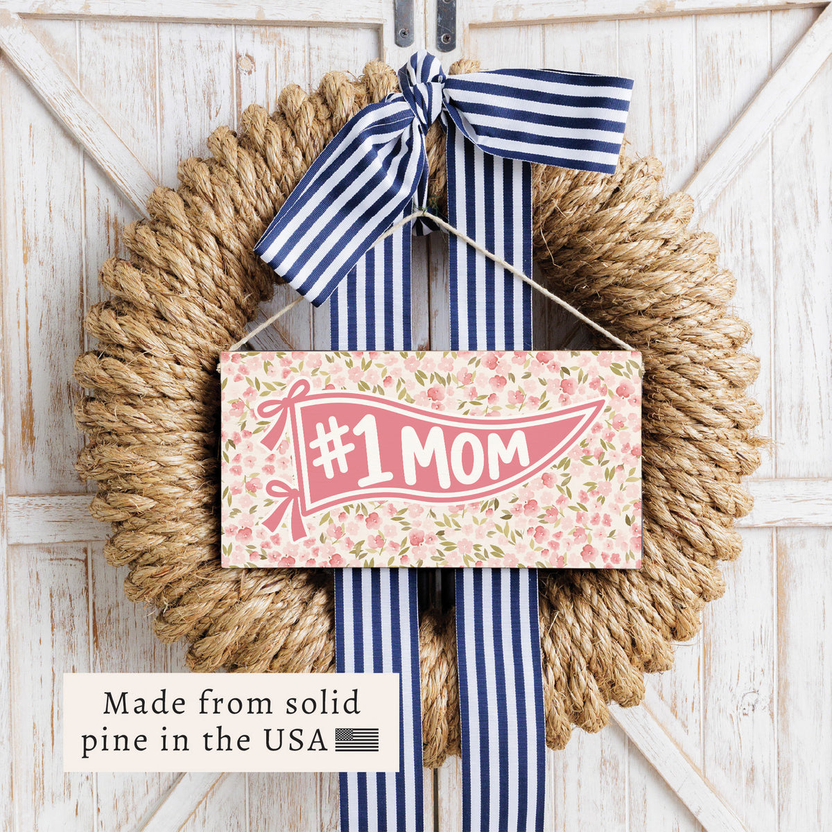 #1 Mom Penant Flag Twine Sign