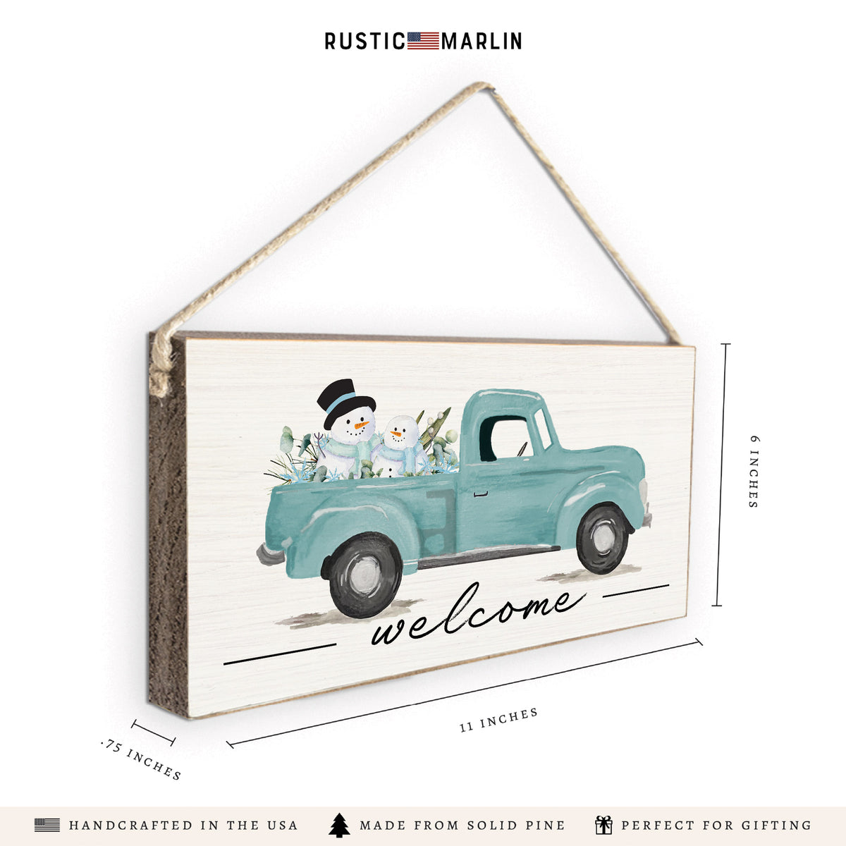 Snowmen Truck Twine Sign