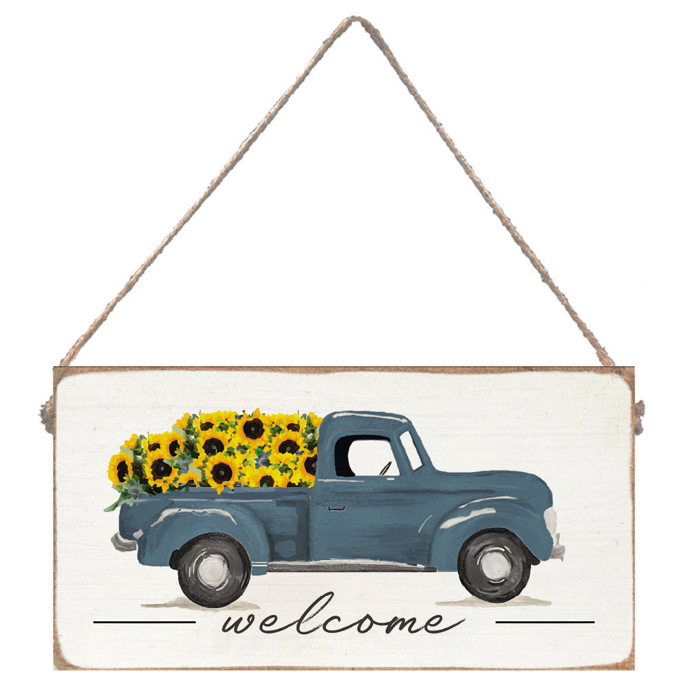 Sunflower Truck Welcome Twine Sign