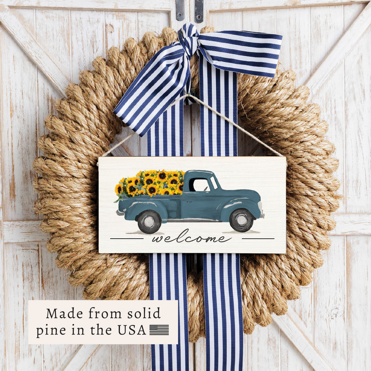 Sunflower Truck Welcome Twine Sign