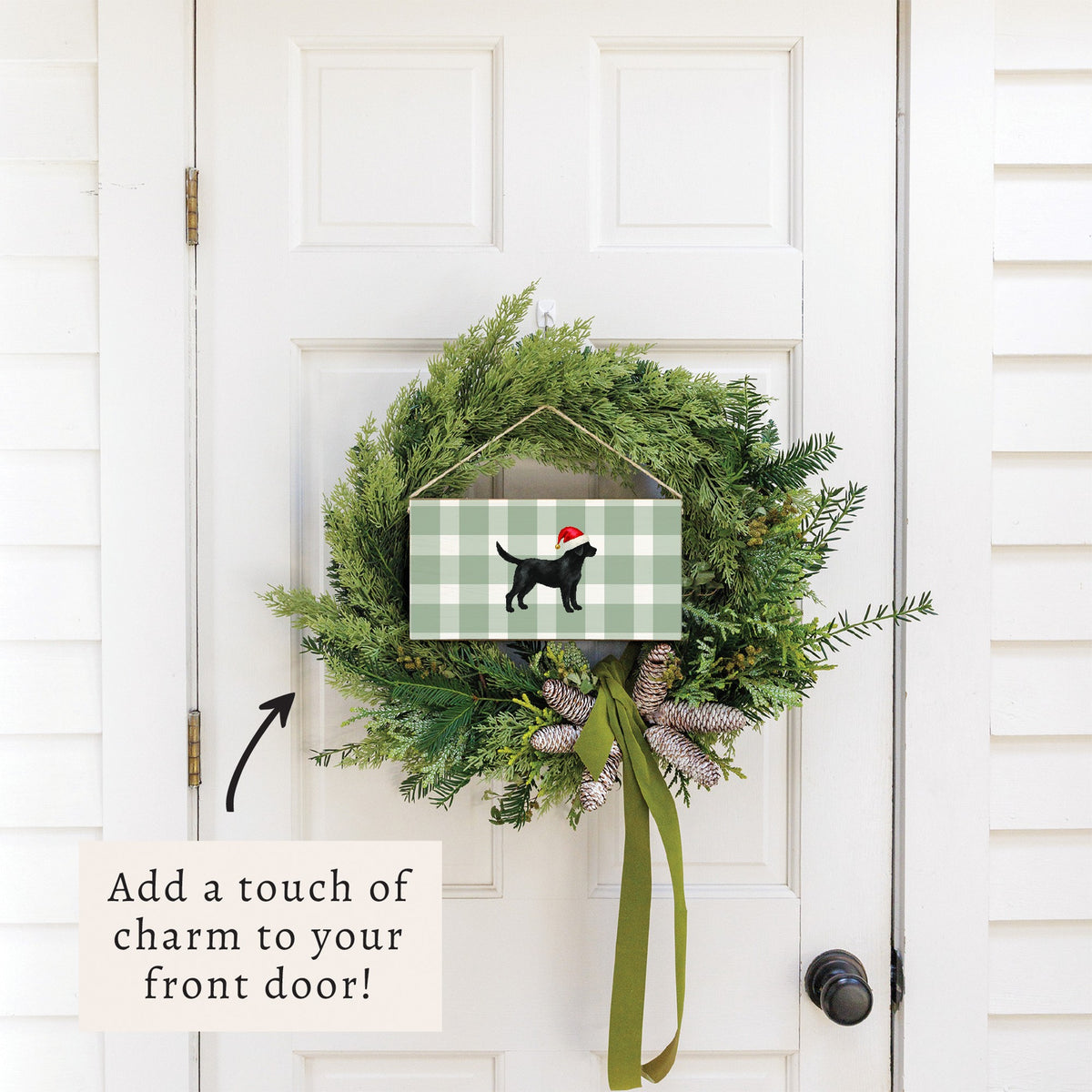 Black Lab Santa Hat Twine Sign