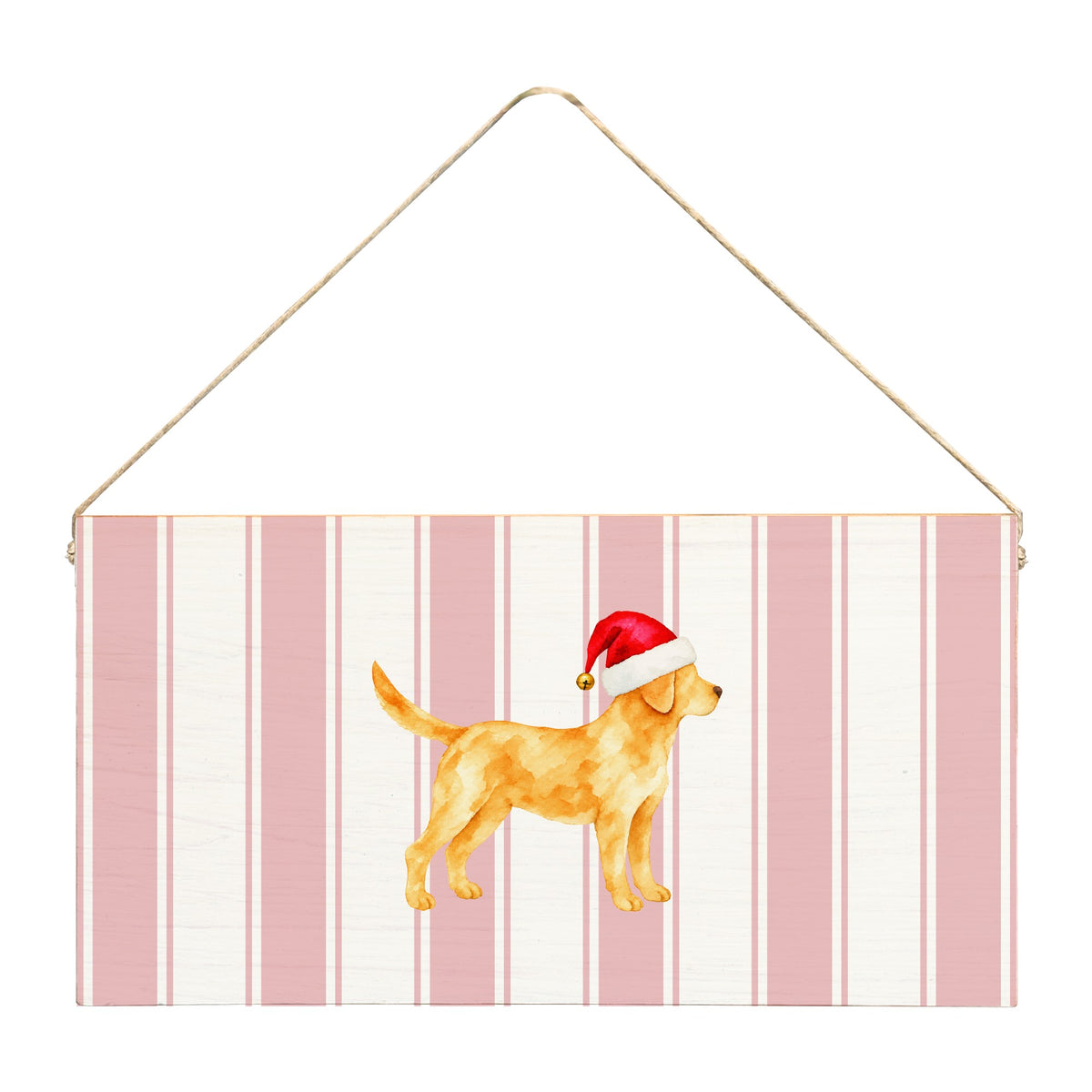 Yellow Lab Santa Hat Twine Sign