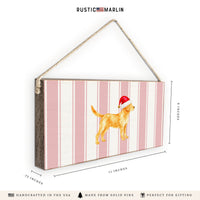 Yellow Lab Santa Hat Twine Sign