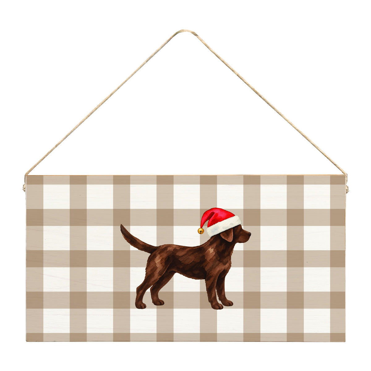Chocolate Lab Santa Hat Twine Sign