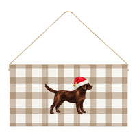 Chocolate Lab Santa Hat Twine Sign