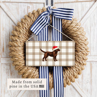 Chocolate Lab Santa Hat Twine Sign