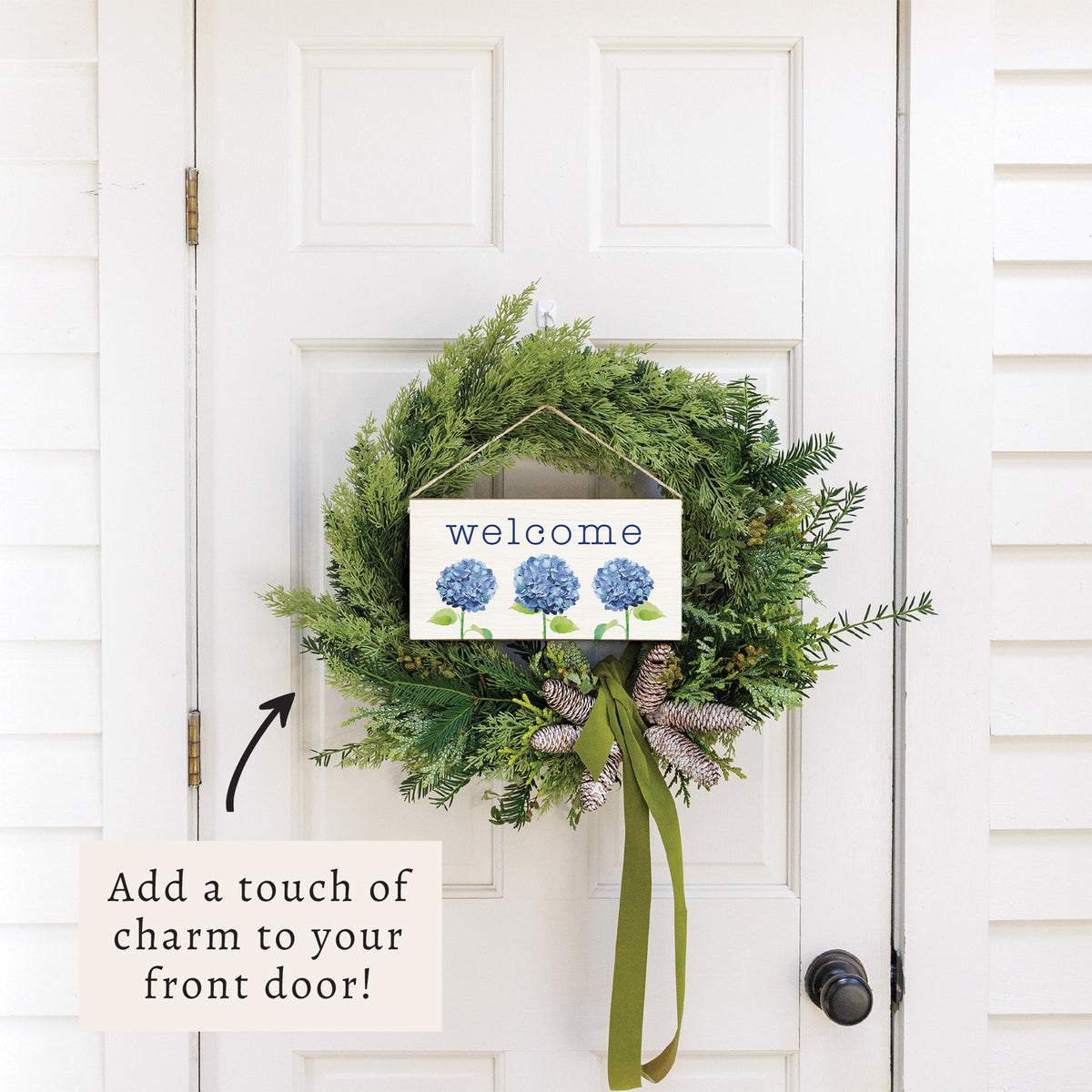 Hydrangea Welcome Twine Sign