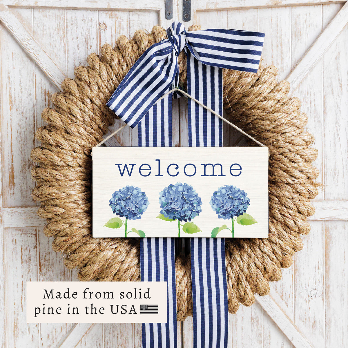 Hydrangea Welcome Twine Sign