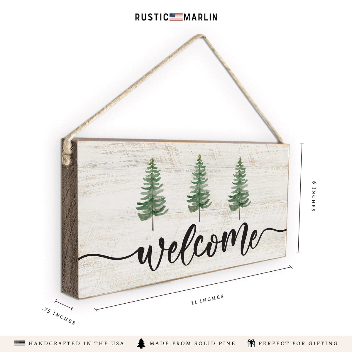 Watercolor Trees Welcome Twine Sign