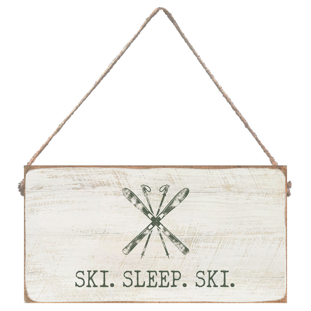 Ski Sleep Ski Twine Sign