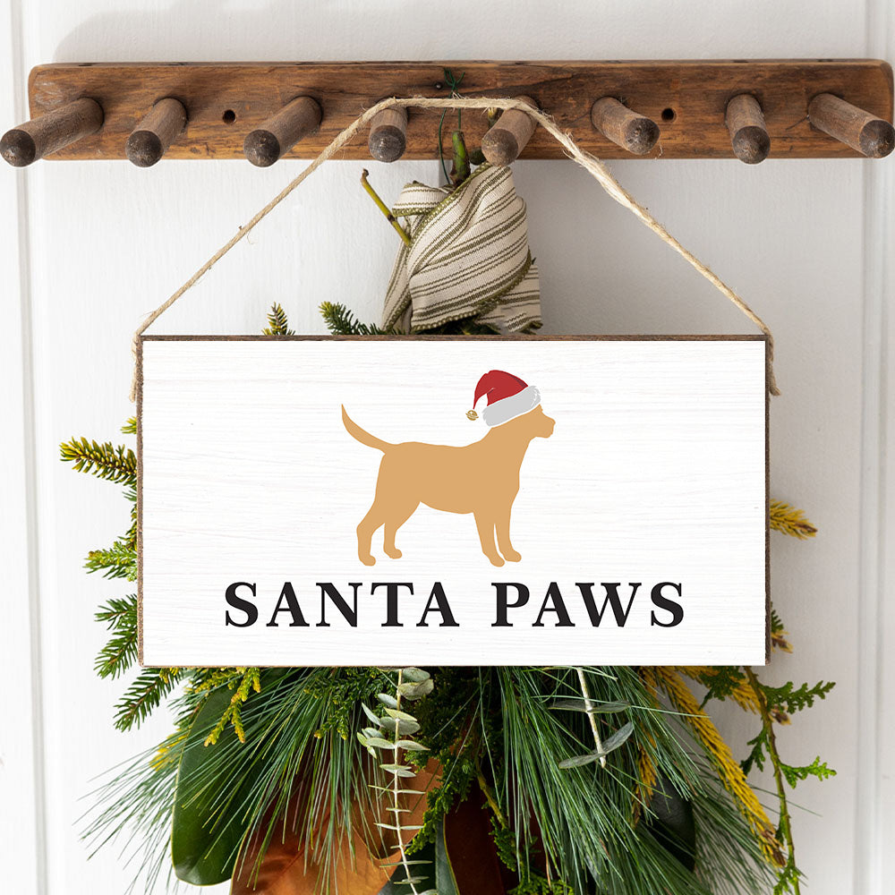 Golden Santa Dog Twine Hanging Sign