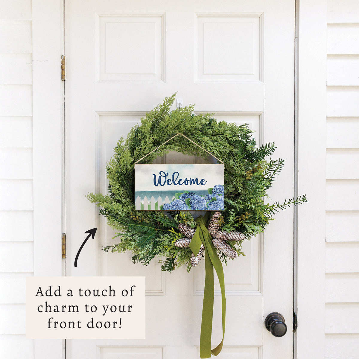 Hydrangea Dreams Welcome Twine Sign