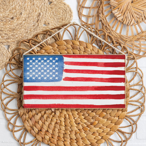 American Flag Watercolor Twine Sign