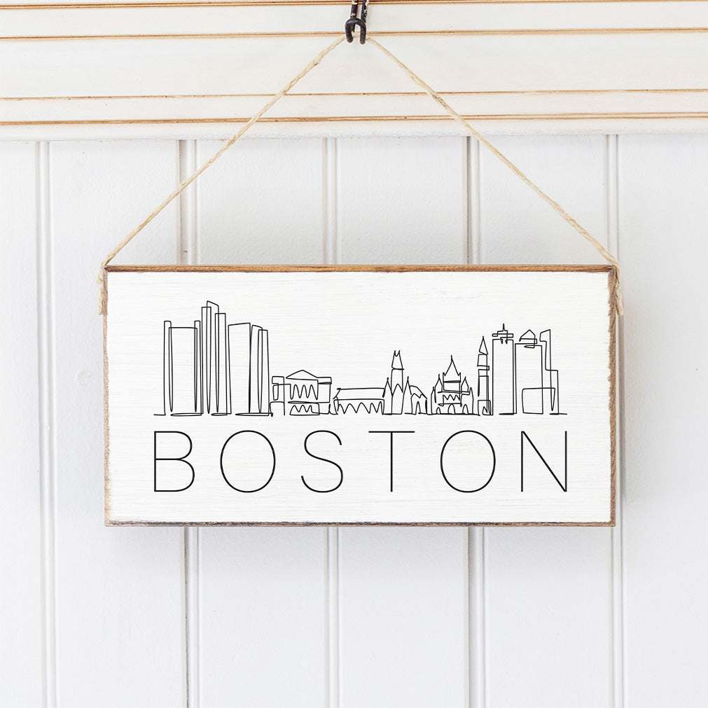 Boston Line Art Twine Hanging Sign