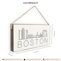 Boston Line Art Skyline Twine Sign
