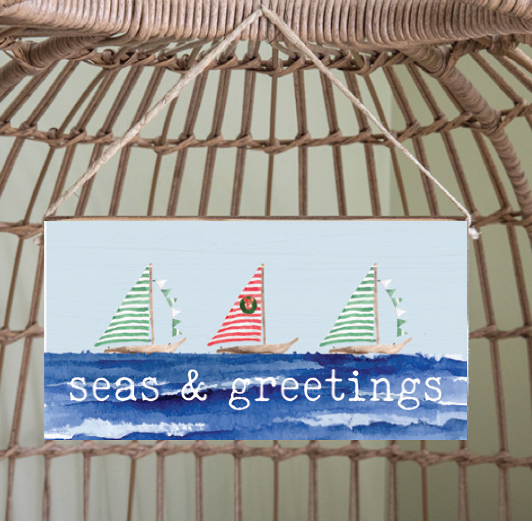 Seas & Greetings Twine Hanging Sign