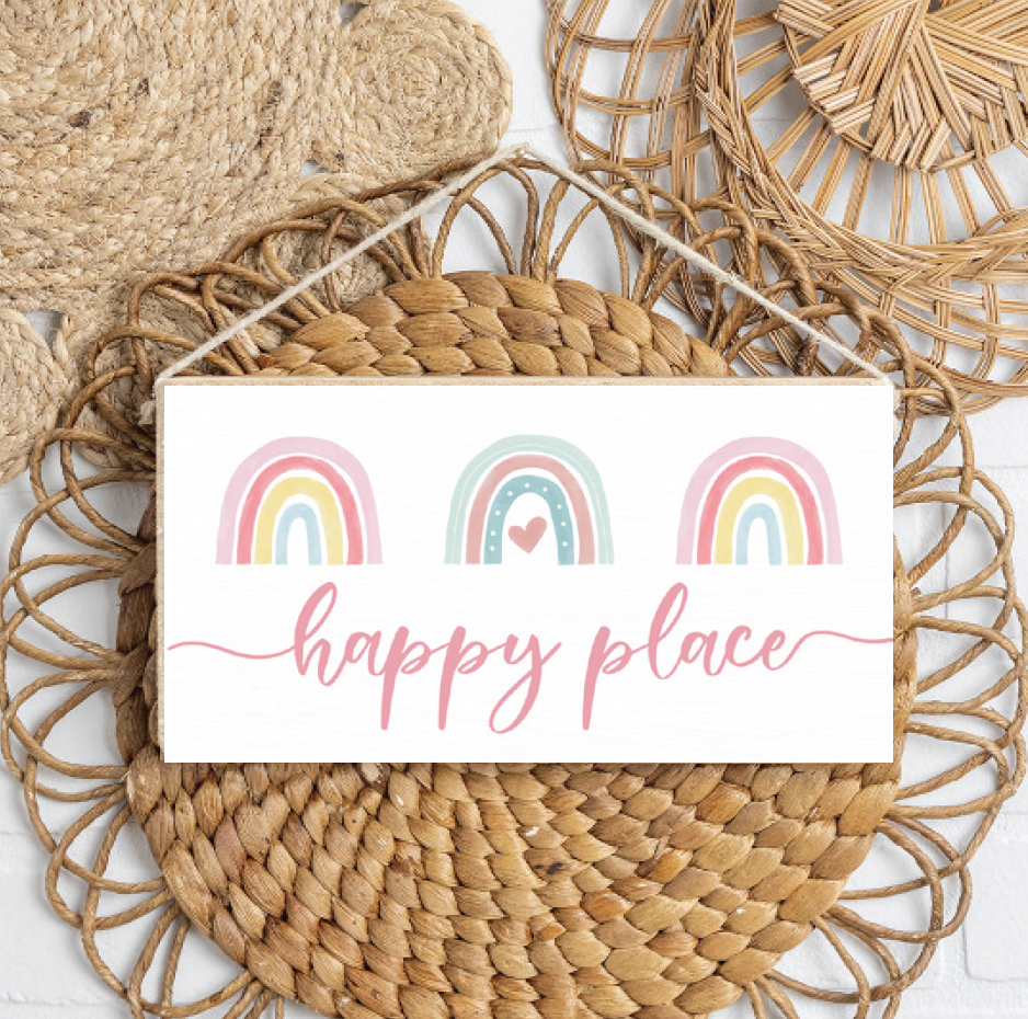 Happy Place Twine Hanging Sign