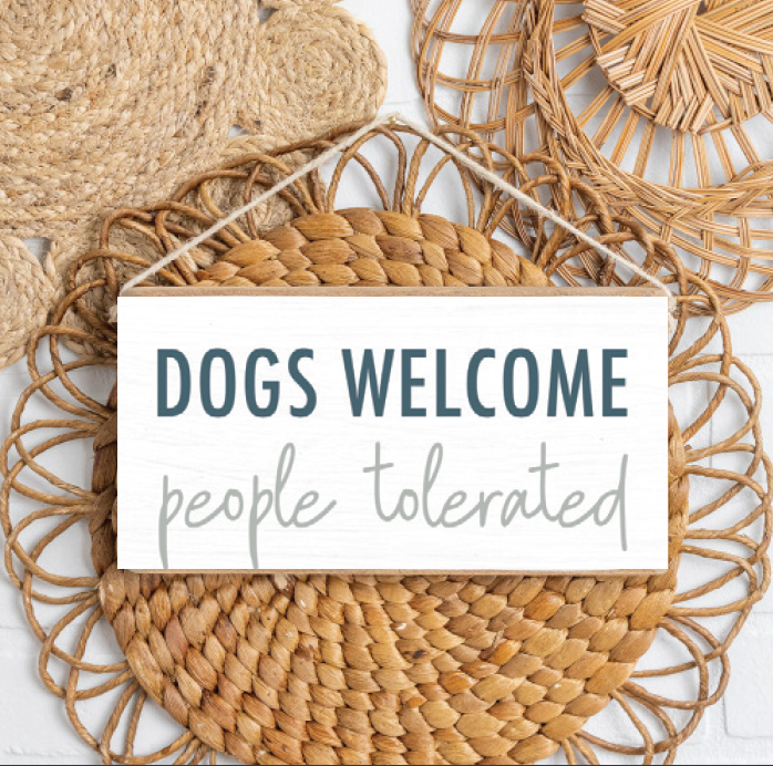 Dogs Welcome Twine Hanging Sign