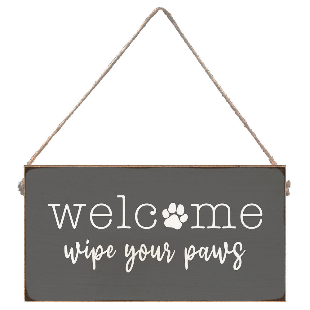 Wipe Your Paws Twine Sign