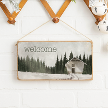 Load image into Gallery viewer, Personalized Winter Scene Twine Hanging Sign
