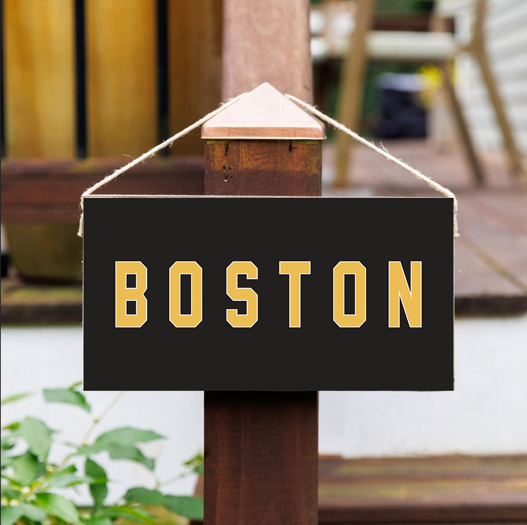 Black and Gold Boston Twine Hanging Sign