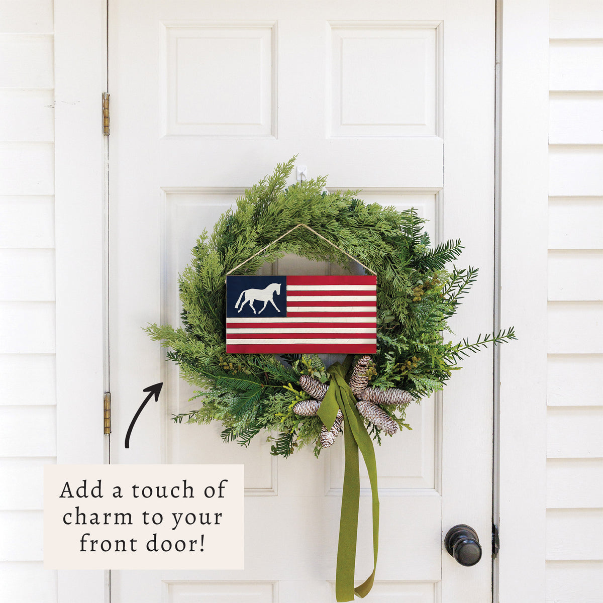 Horse American Flag Twine Sign