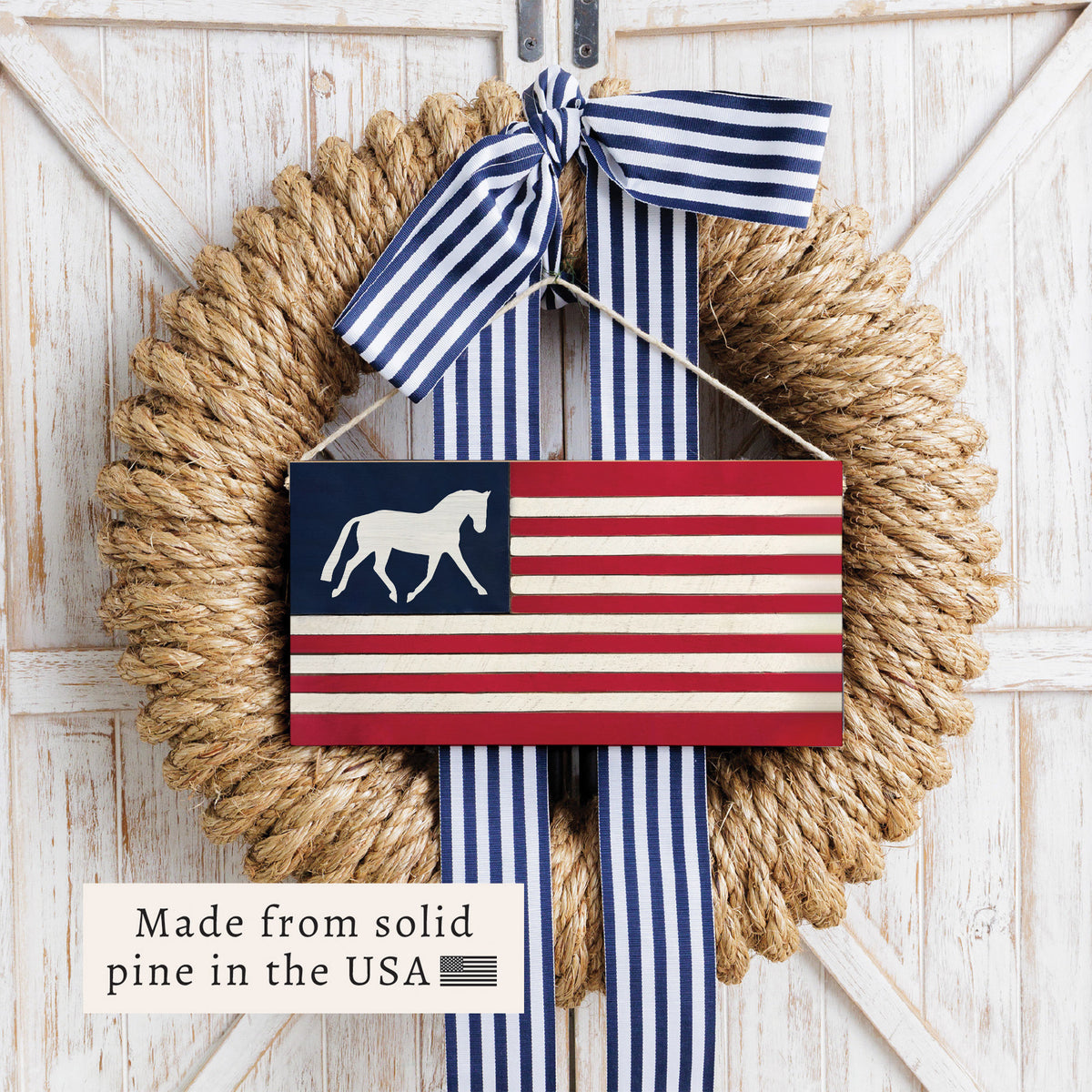 Horse American Flag Twine Sign
