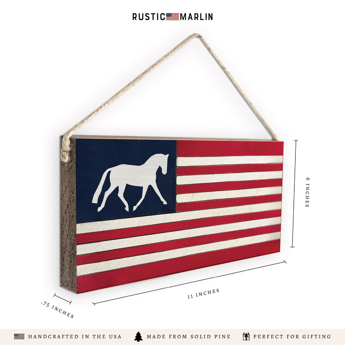 Horse American Flag Twine Sign