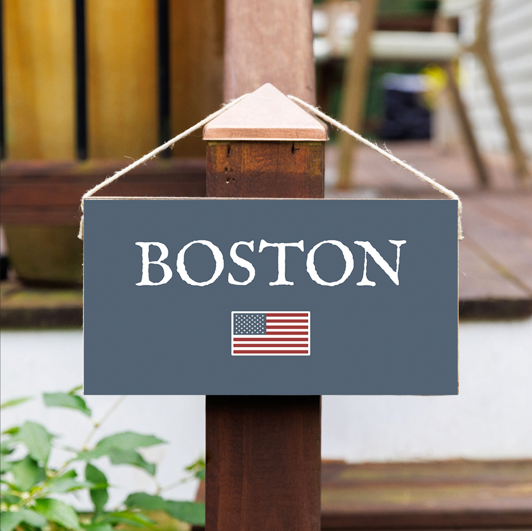 Boston Flag Twine Hanging Sign