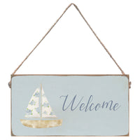 Welcome Hydrangea Sailboat Twine Sign