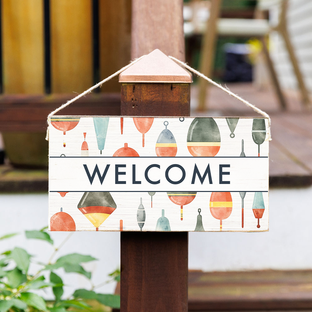 Welcome Buoy Twine Hanging Sign
