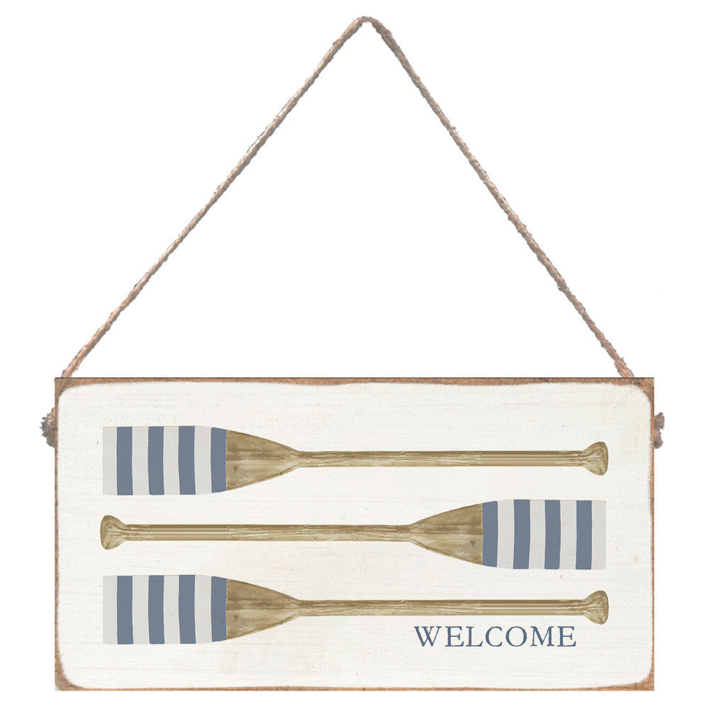 Welcome Striped Oars Twine Sign