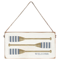Welcome Striped Oars Twine Sign