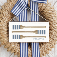 Welcome Striped Oars Twine Sign
