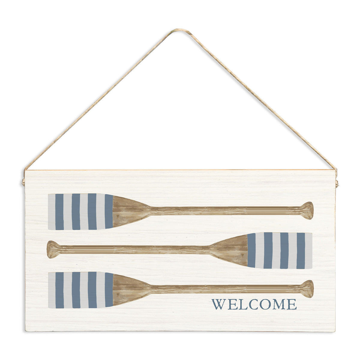 Striped Oars Welcome Twine Sign