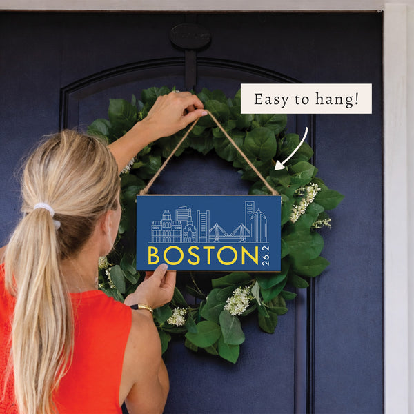 Boston Skyline 26.2 Marathon Twine Sign