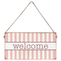 Dianthus Pink Striped Welcome Twine Sign