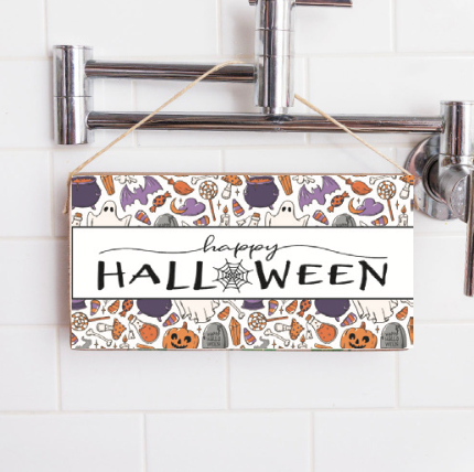 Spooky Happy Halloween Twine Hanging Sign