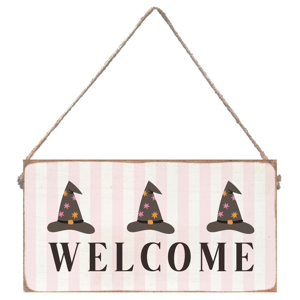 Welcome Witch Hat Twine Sign