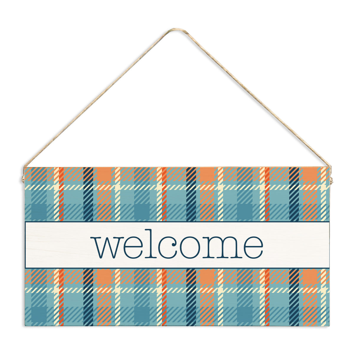 Fall Plaid Welcome Twine Sign