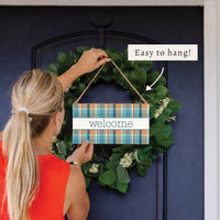 Fall Plaid Welcome Twine Sign