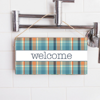 Fall Plaid Welcome Twine Hanging Sign