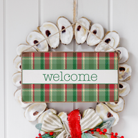 Welcome Christmas Plaid Twine Sign