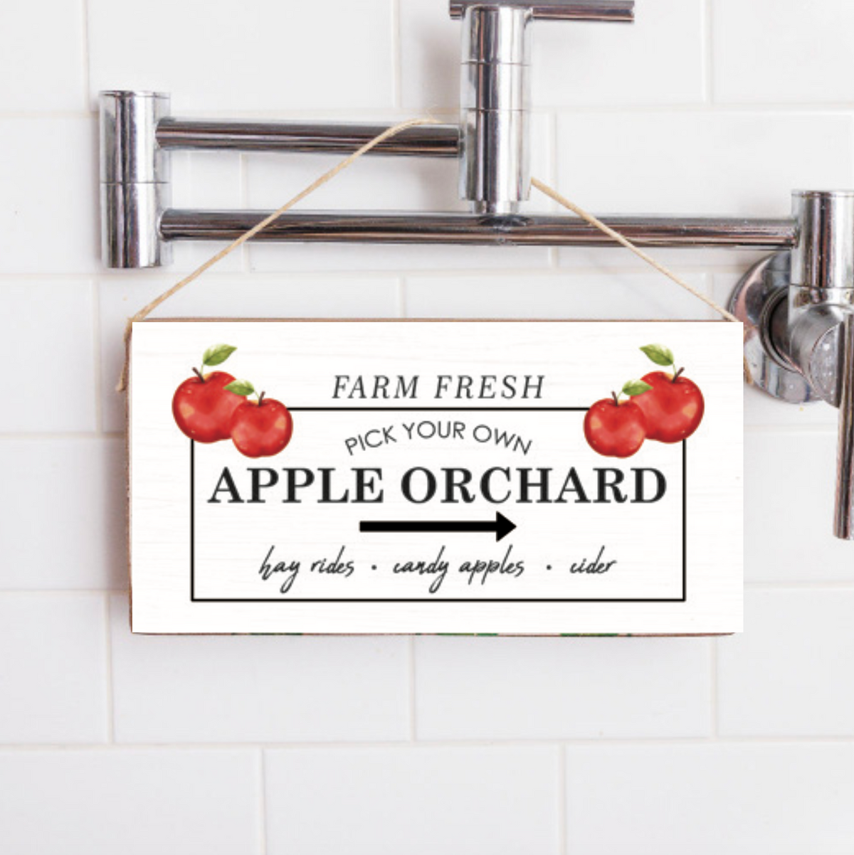 Vintage Apple Orchard Welcome Twine Hanging Sign