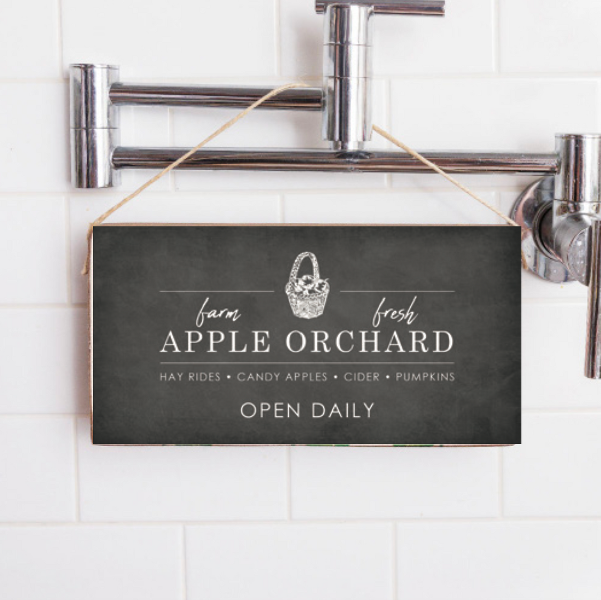 Apple Basket Apple Orchard Welcome Twine Hanging Sign