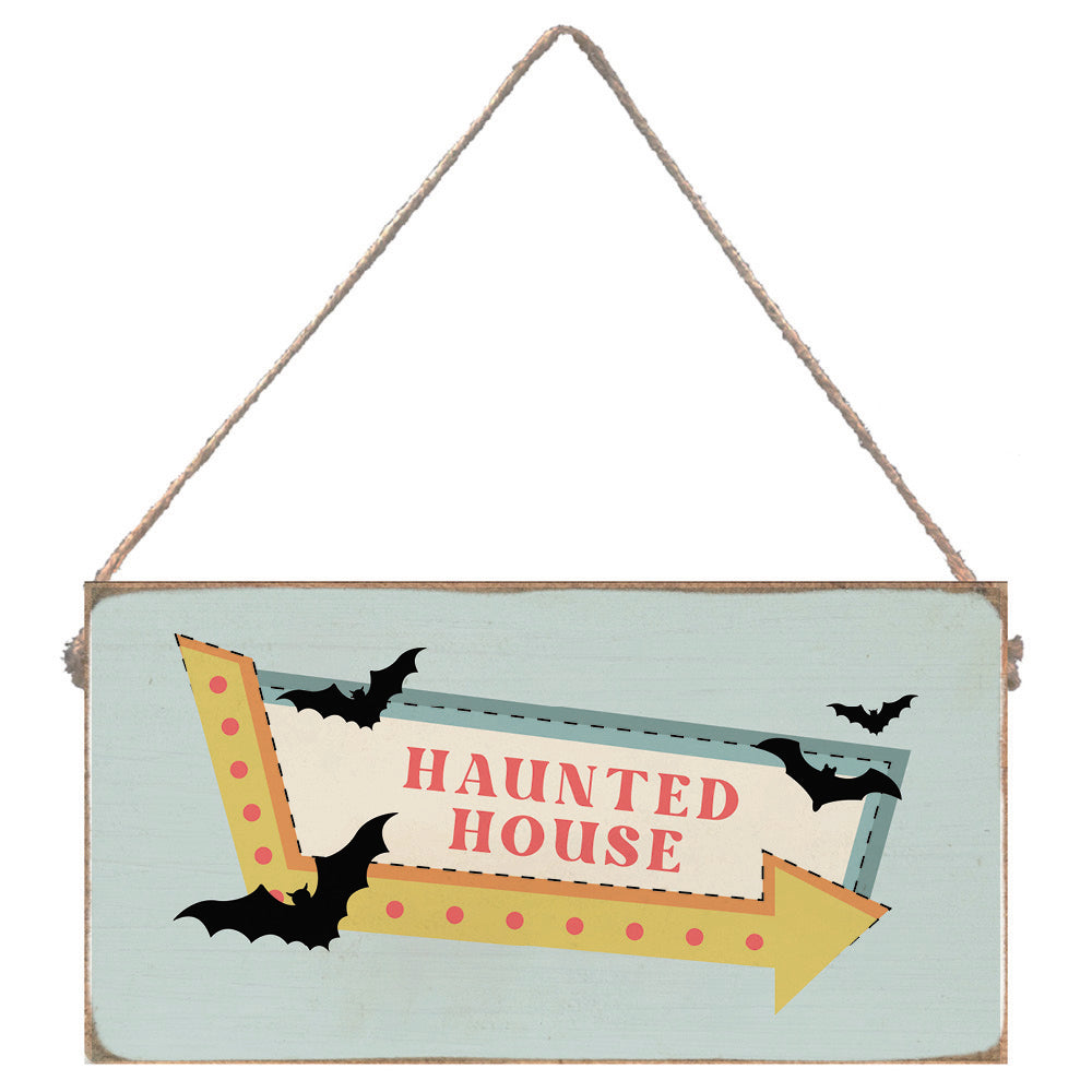 Retro Haunted House Sign Twine Sign