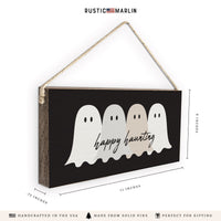 Happy Haunting Ghost Twine Sign