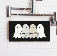 Happy Haunting Ghost Twine Sign