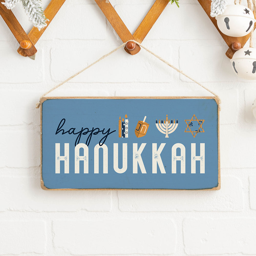 Happy Hanukkah Twine Hanging Sign