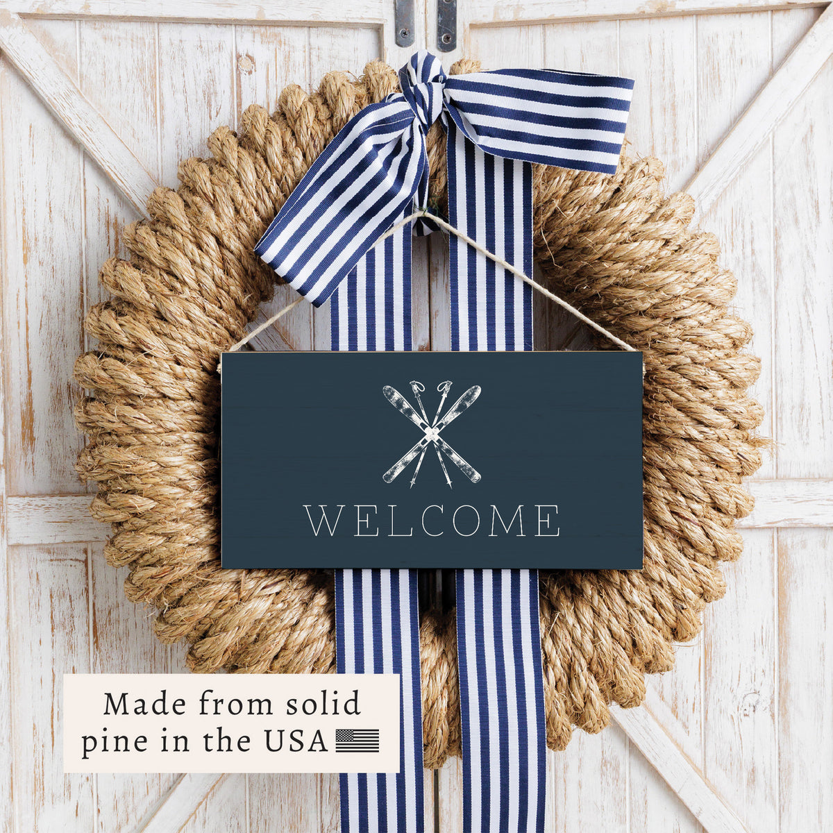 Skis Welcome Twine Sign